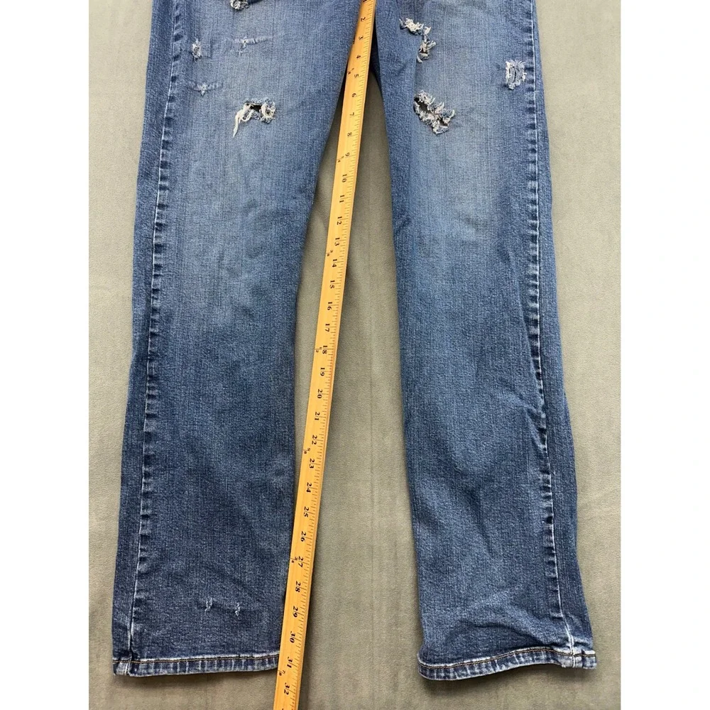 Wrangler‎ Slim Straight Distressed Jeans Mens 36x32 Blue Medium Wash 92SSWDX